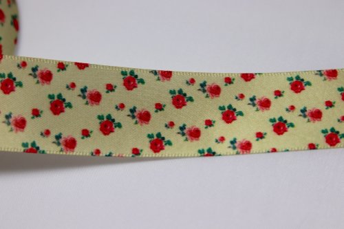 Satinband Blumen - Hoodieband - gelb - 25 mm